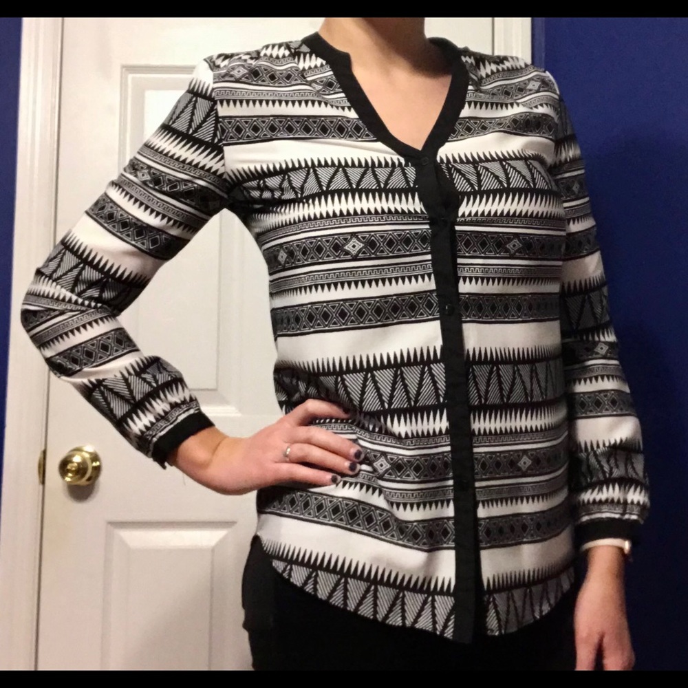 Black and white button down